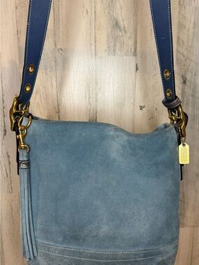 Coach Kenia Vintage Blue Suede Crossbody or Shoulder Bag 04’ 1419